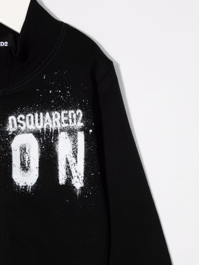 Shop Dsquared2 Icon Graffiti-print Zipped Sweatshirt In Black