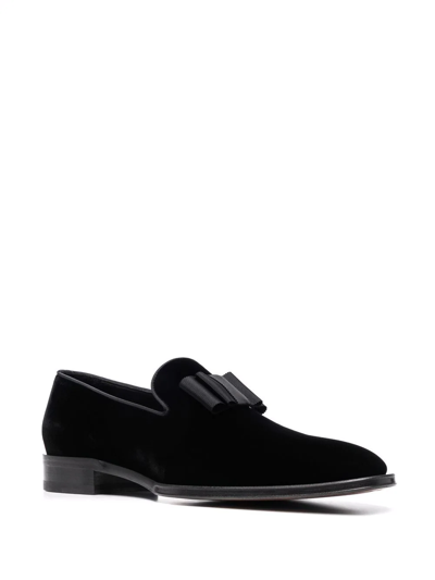 Shop Dsquared2 Ubaldo Bom-embellished Velvet Loafers In Black