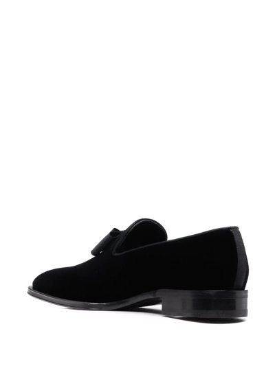 Shop Dsquared2 Ubaldo Bom-embellished Velvet Loafers In Black