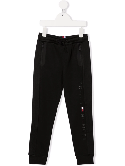Shop Tommy Hilfiger Junior Logo-print Track Pants In Black