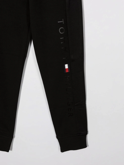 Shop Tommy Hilfiger Junior Logo-print Track Pants In Black