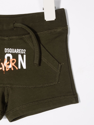 Shop Dsquared2 Logo-print Track Shorts In Green