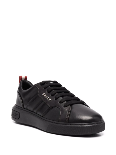 Shop Bally Logo-plaque Leather Sneakers In Black