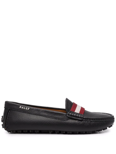 Shop Bally Striped Slip-on Loafers In Black