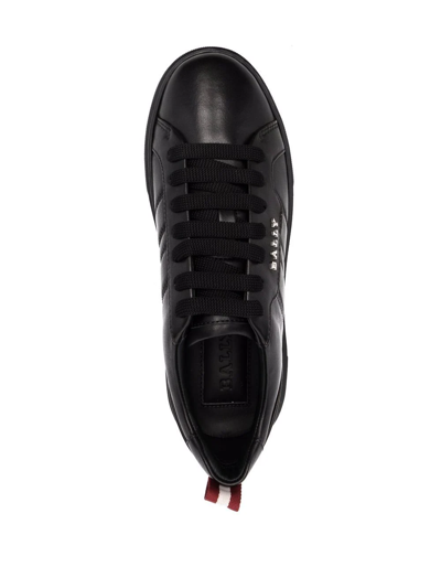 Shop Bally Logo-plaque Leather Sneakers In Black