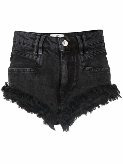 Shop Isabel Marant Étoile Distressed-effect Denim Shorts In Black