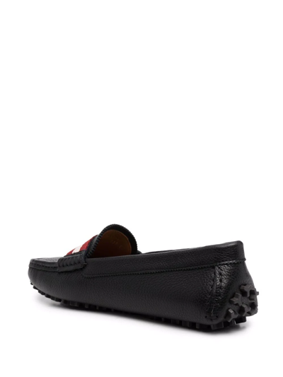 Shop Bally Striped Slip-on Loafers In Black