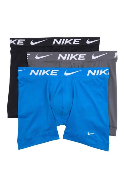 Shop Nike Assorted 3-pack Boxer Briefs In Photo Blue/dark Grey/black