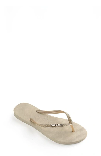 Havaianas Slim Glitter Ii Flip Flop In Beige