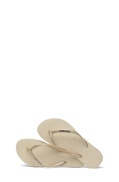 Havaianas Slim Glitter Ii Flip Flop In Beige