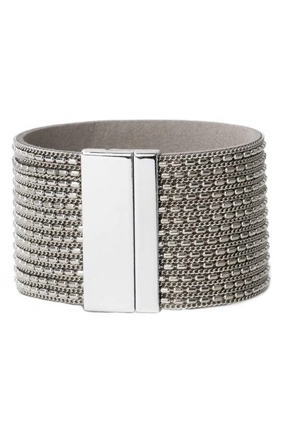 Saachi Mixed Chain Cuff Bracelet In Grey