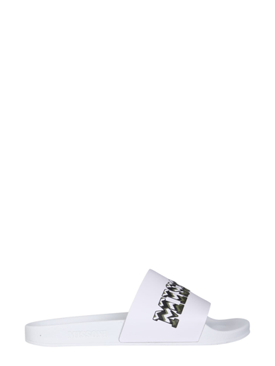 Shop Missoni Rubber Slide Sandals In Bianco