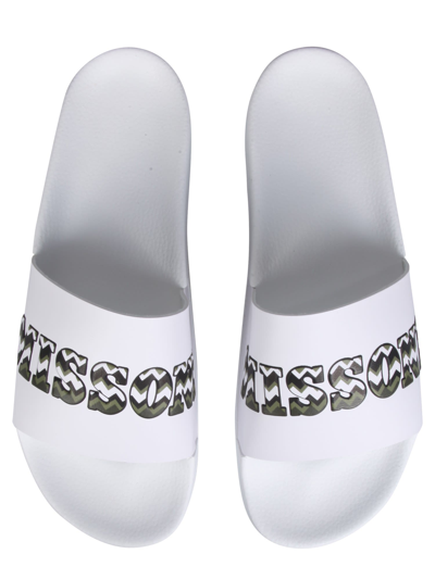 Shop Missoni Rubber Slide Sandals In Bianco