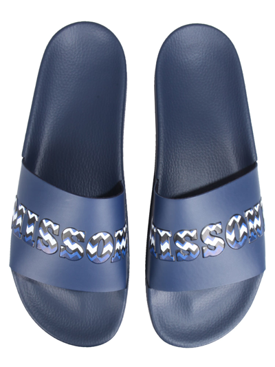 Shop Missoni Rubber Slide Sandals In Blu