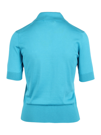 Shop Dolce & Gabbana Silk Polo Shirt In Light Blue