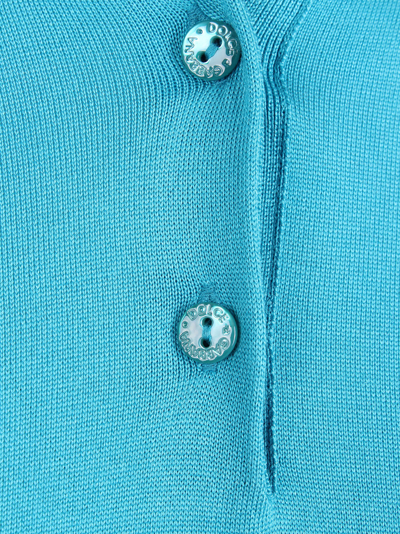 Shop Dolce & Gabbana Silk Polo Shirt In Light Blue