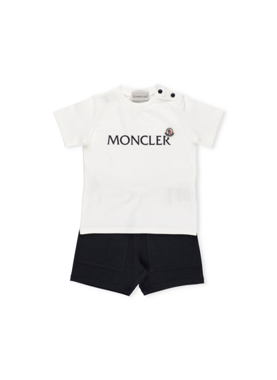 Shop Moncler Loged Tow Pieces Set In White