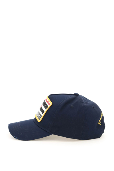 Shop Dsquared2 Baseball Hat With Logo Patch In Navy (blue)