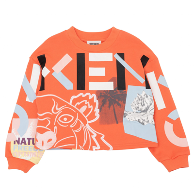 Shop Kenzo Sweatshirt With Print In Orange