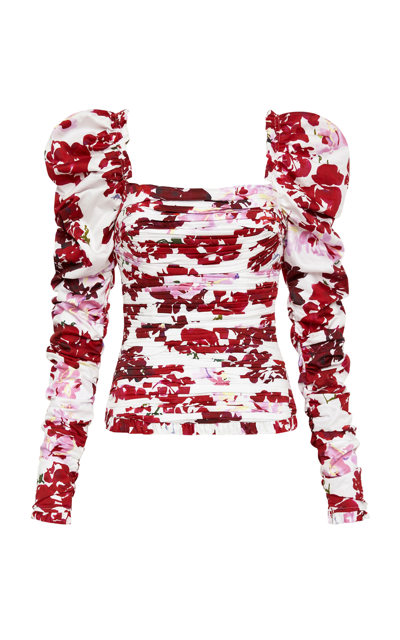 Shop Aje Women's Marlene Ruched Cotton Top In Print