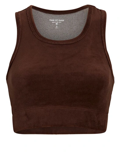 YEAR OF OURS Warm Up Velour Bra in Brown