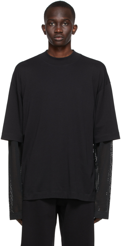 Shop Dries Van Noten Black Cotton T-shirt In 900 Black