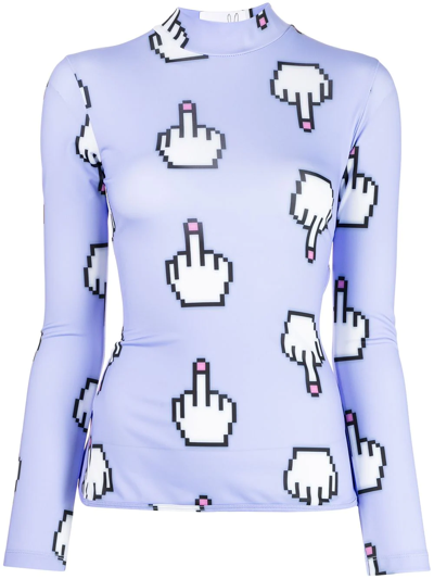 Shop Natasha Zinko Pixel Middle Finger Cutout Top In Violett