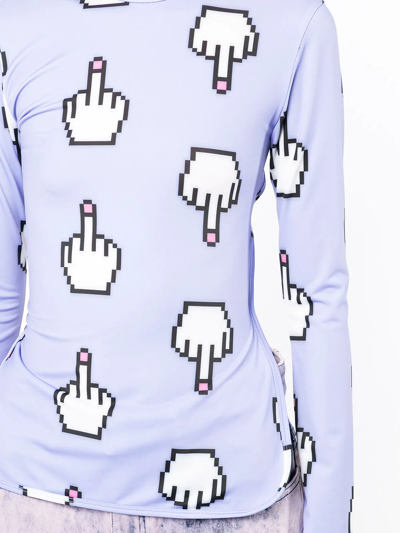 Shop Natasha Zinko Pixel Middle Finger Cutout Top In Violett