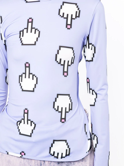 Natasha Zinko Pixel Middle Finger Cutout Top In Violett