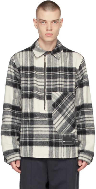 Shop We11 Done Grey Check 'wd' Anorak Shirt