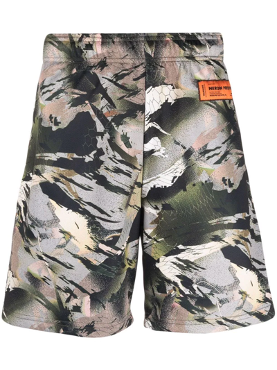 Shop Heron Preston Dry Fit Camouflage Pattern Shorts In Grün