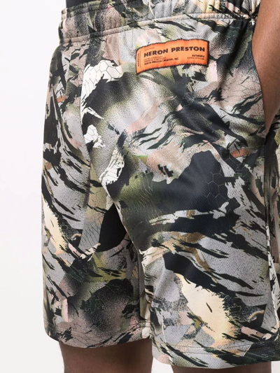 Shop Heron Preston Dry Fit Camouflage Pattern Shorts In Grün