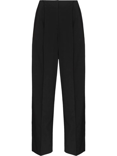 Shop Low Classic Mid-rise Wide-leg Trousers In Black