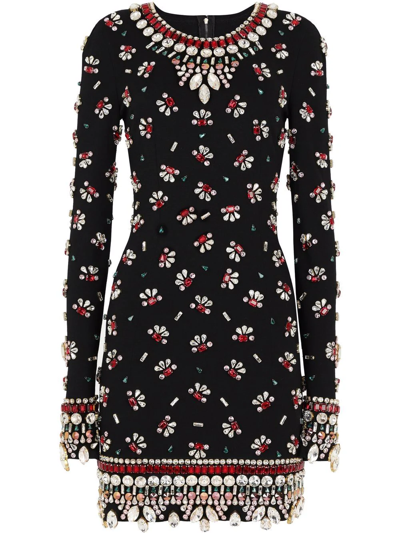 Dolce & Gabbana Crystal Embellished Dress In Schwarz