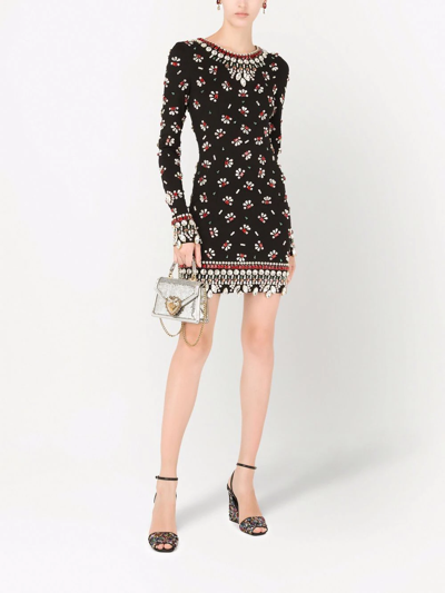 Dolce & Gabbana Crystal Embellished Dress In Schwarz