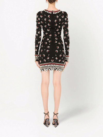 Shop Dolce & Gabbana Embellished Long-sleeve Minidress In Schwarz