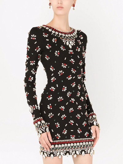 Dolce & Gabbana Crystal Embellished Dress In Schwarz