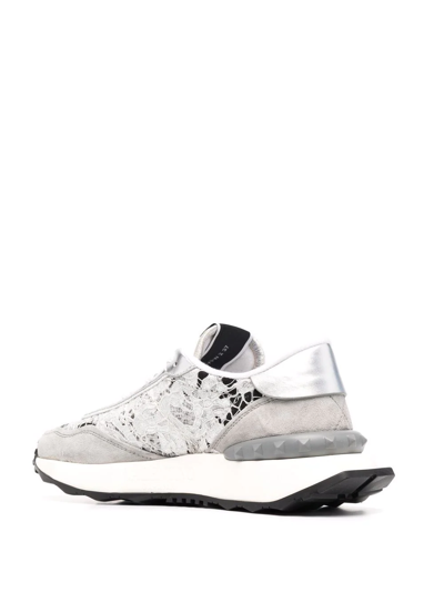 Shop Valentino Panelled Chunky Sneakers In Grau