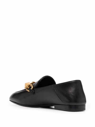 Shop Valentino Roman Stud Leather Loafers In Schwarz