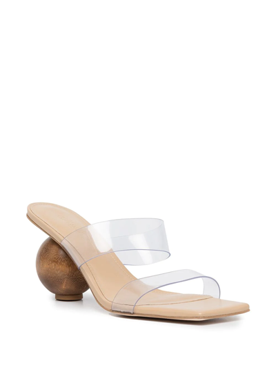 Cult Gaia Nhu Dual-band Sphere Sandals In Braun