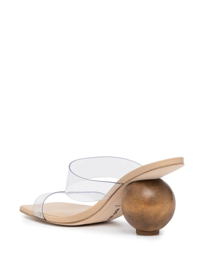 Cult Gaia Nhu Dual-band Sphere Sandals In Braun
