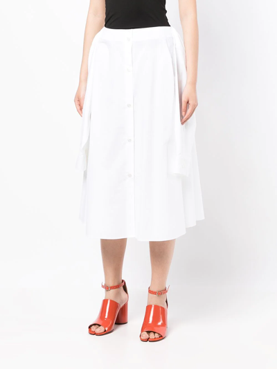 Mm6 Maison Margiela Button-up Sleeve-tie Skirt In Weiss