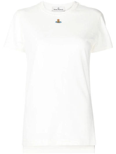 Shop Vivienne Westwood Orb-embroidered T-shirt In Weiss