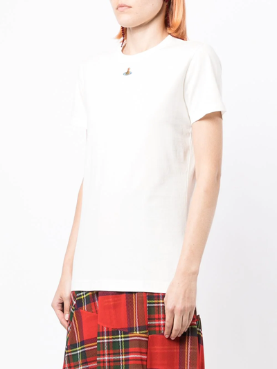 Shop Vivienne Westwood Orb-embroidered T-shirt In Weiss