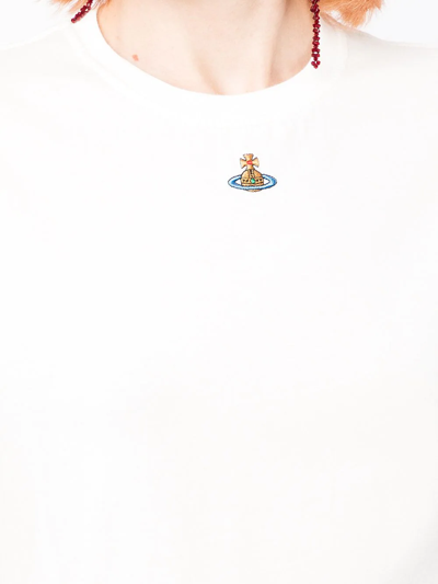 Shop Vivienne Westwood Orb-embroidered T-shirt In Weiss