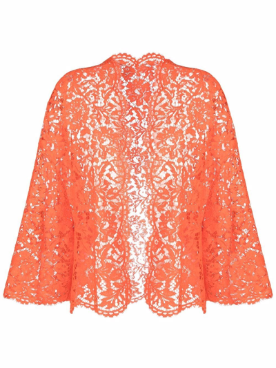 Valentino Corded-lace Jacket In Orange