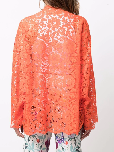 Valentino Corded-lace Jacket In Orange