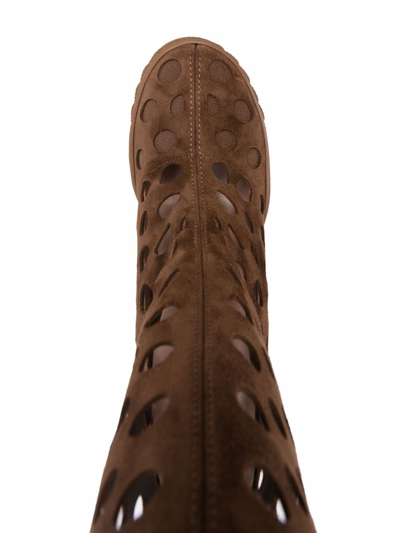 Shop Casadei Ginnica Cut-detail Boots In Braun