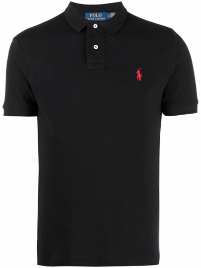 Shop Polo Ralph Lauren Embroidered-logo Polo Shirt In Schwarz