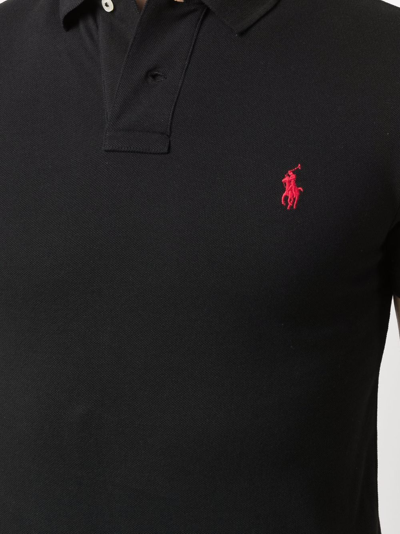 Shop Polo Ralph Lauren Embroidered-logo Polo Shirt In Schwarz
